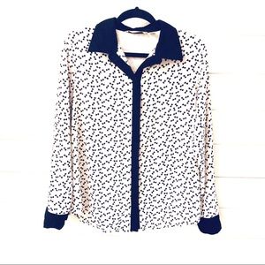 Lauren Conrad Black & White Bow Blouse